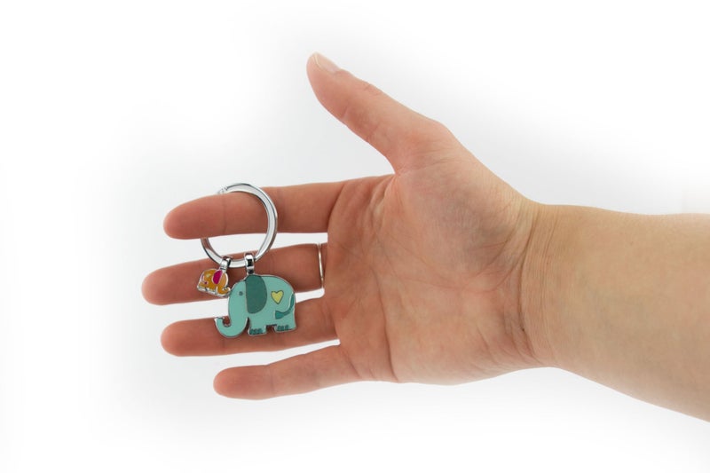 TROIKA RÃœSSELBANDE â€“ KR18-12/CH â€“ Key Ring with 2 Pendants â€“ Elephants, Pachyderms, Proboscis, Faithful â€“ Cast Metal/Enamel â€“ Shiny â€“ Chrome-Plated â€“ Multicoloured Original, multicoloured, - Image 5